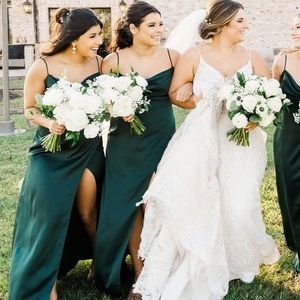 BHLDN Dark Emerald Green Dress Size 6 Worn Once